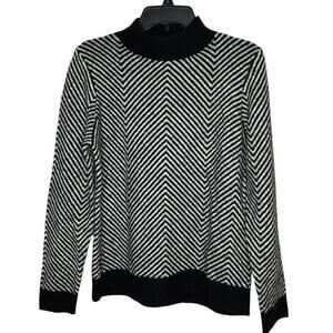 By Anthropologie Merino Wool Alpaca Blend Mock Neck Herringbone Sweater Medium